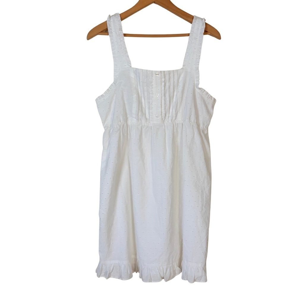 Abound Prairie Pintuck Button Square Neck White Mini Dress, Medium - Picture 2 of 14